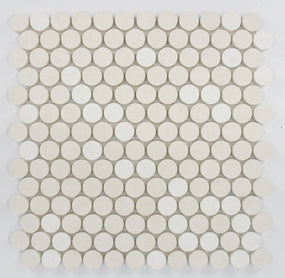Penny Round Beige Limestone Honed Mosaic