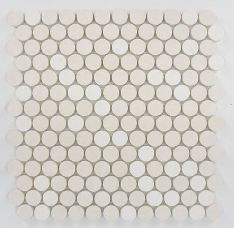 Penny Round Beige Limestone Honed Mosaic